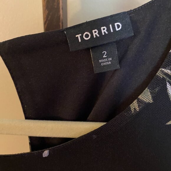 Torrid Swing Style Black with Flowers Dress - Picture 9 of 10
